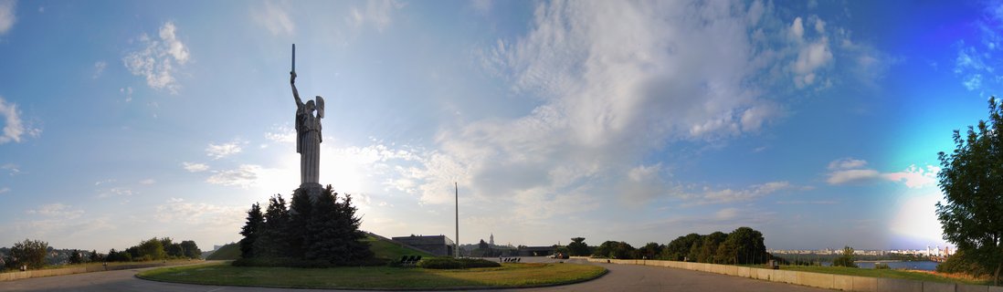 Motherland Monument Soviet War Memorial Kyiv Ukraine Summer Evening