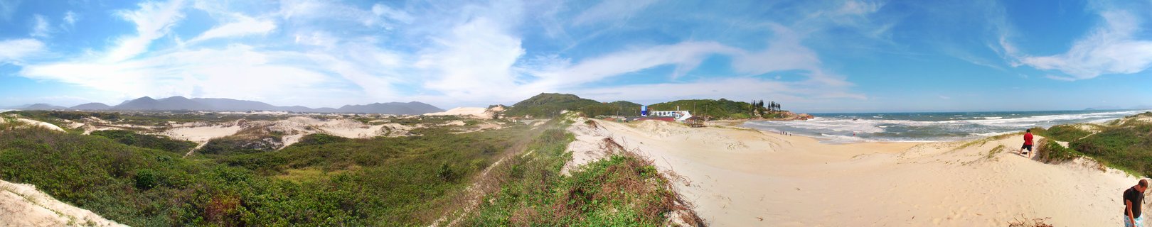 Coastal sand dunes and Atlantic Ocean beach landscape in Florianopolis, Santa Catarina, Brazil