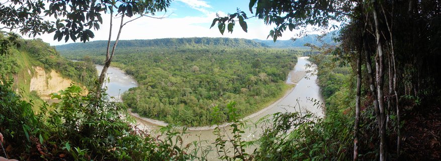 River meander through Amazon rainforest near Tena, Ecuador