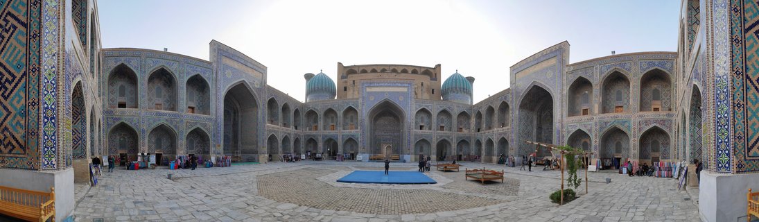 Tilya Kori Madrasah Courtyard at Registan Square, Samarkand, Uzbekistan