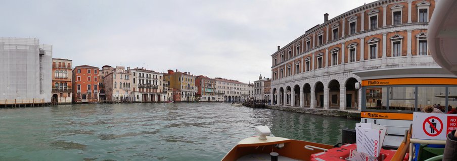 Grand Canal Venice with Rialto Mercato Vaporetto and Historic Waterfront Buildings