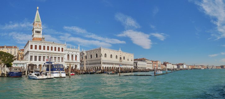 St. Mark's Campanile and Doge's Palace from the water, Venice, Italy