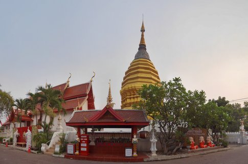 Wat Pan Ping Buddhist Temple with Golden Chedi Stupa in Chiang Mai, Thailand