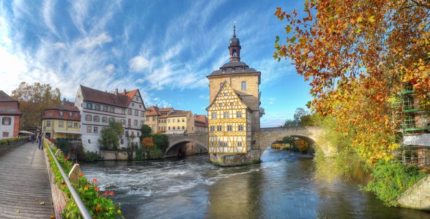 Altes Rathaus (Old Town Hall) on Regnitz River in Bamberg, Bavaria, Germany