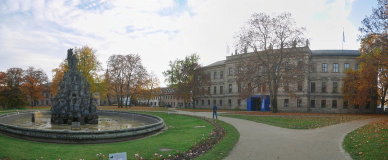 Schlossgarten and Markgraf-Georg-Friedrich Fountain at Friedrich-Alexander-Universität Erlangen-Nuremberg